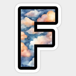 A pattern of cloud shapes filling the letter F Sticker